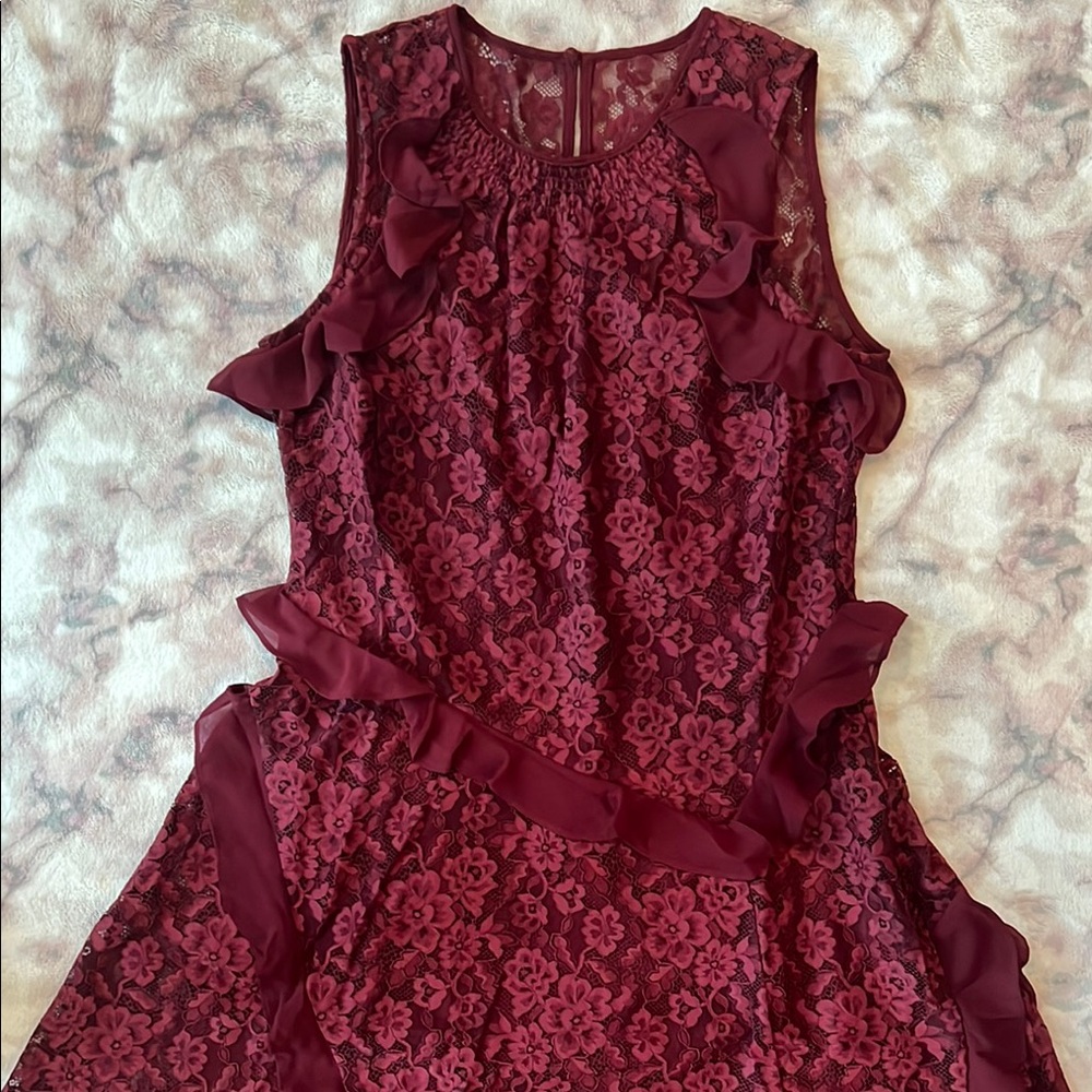 Sundance Burgundy Lace Dress - Picture 2 of 14
